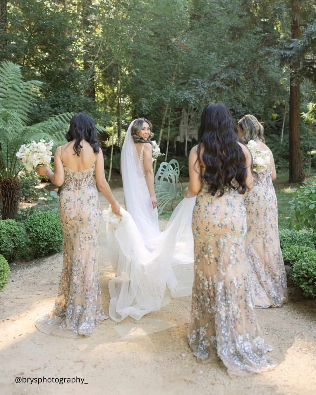 Bridesmaids With A Flower Girl