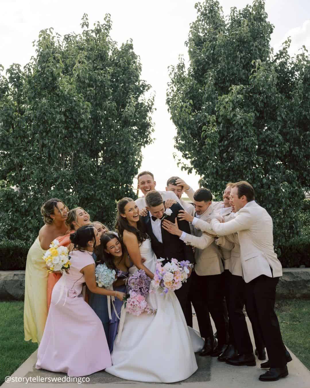 Bridesmaids With A Flower Girl