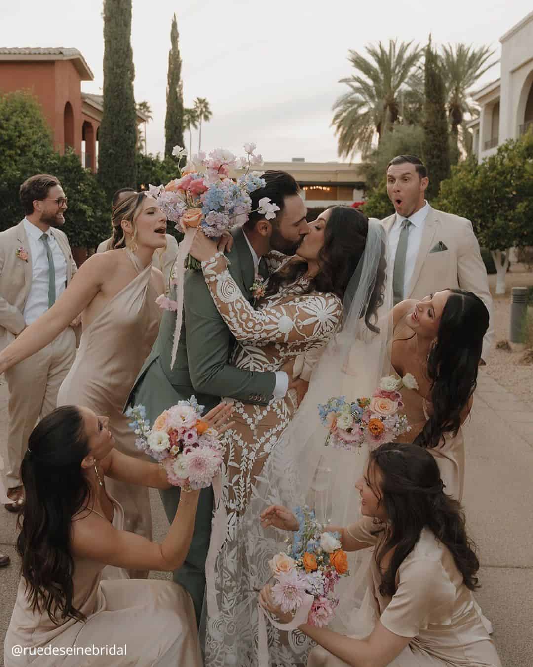 Bridesmaids With A Flower Girl