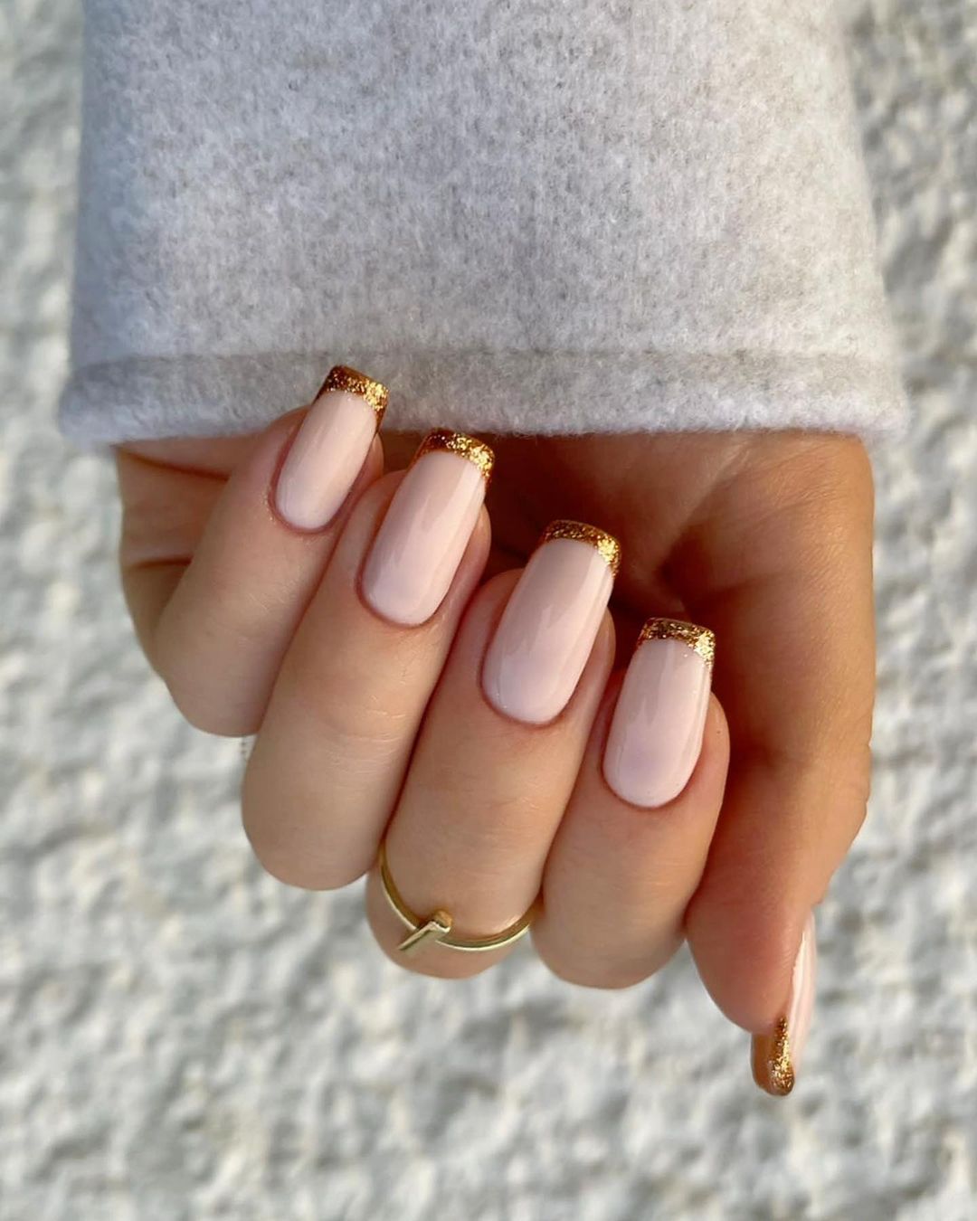 Bridal French Champagne Nails