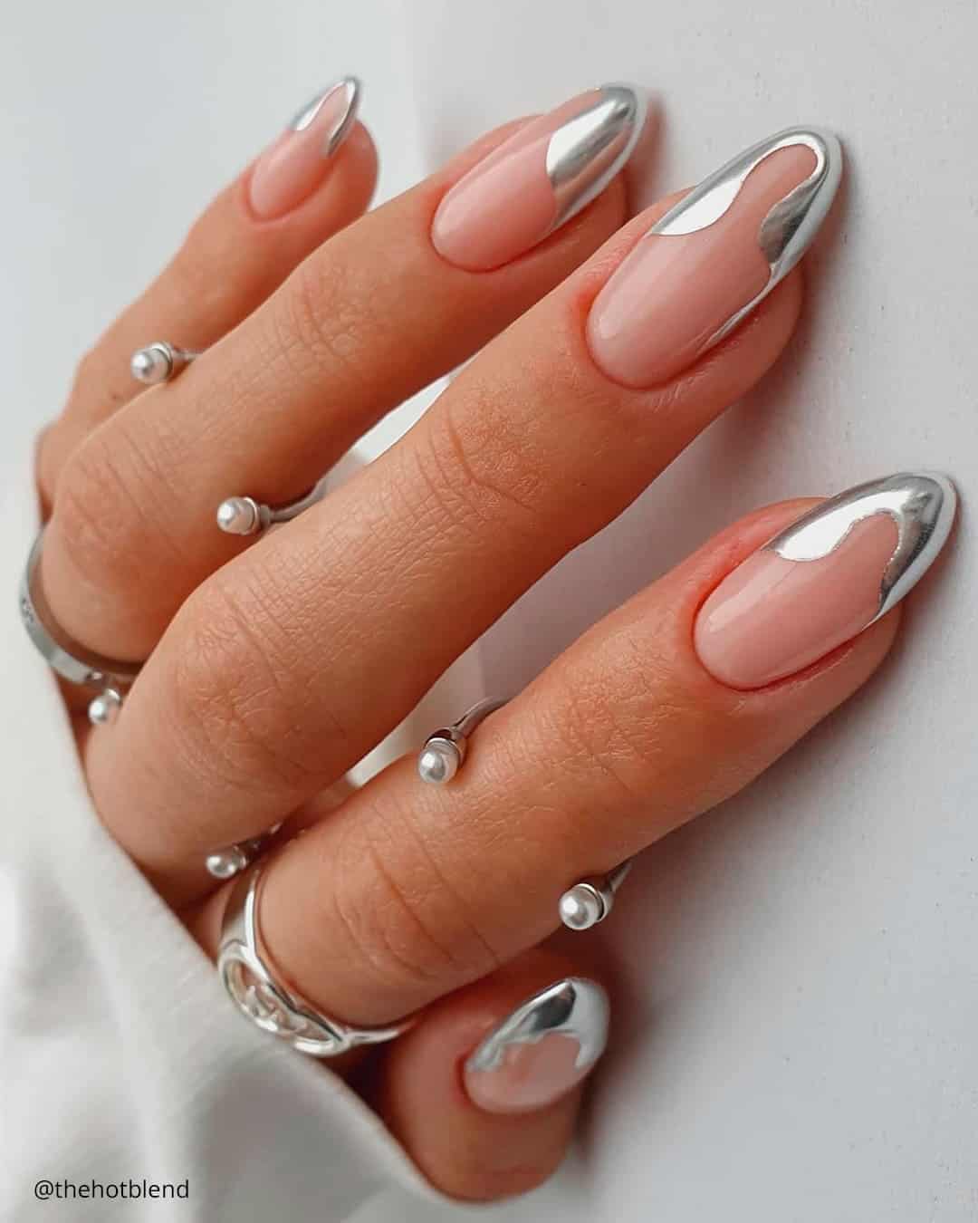 Almond French Tip Wedding Nails