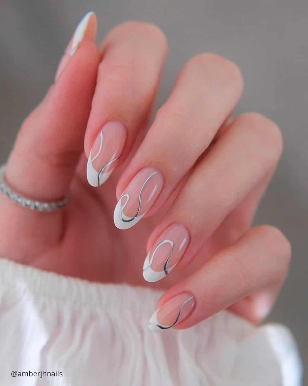 Almond French Tip Wedding Nails