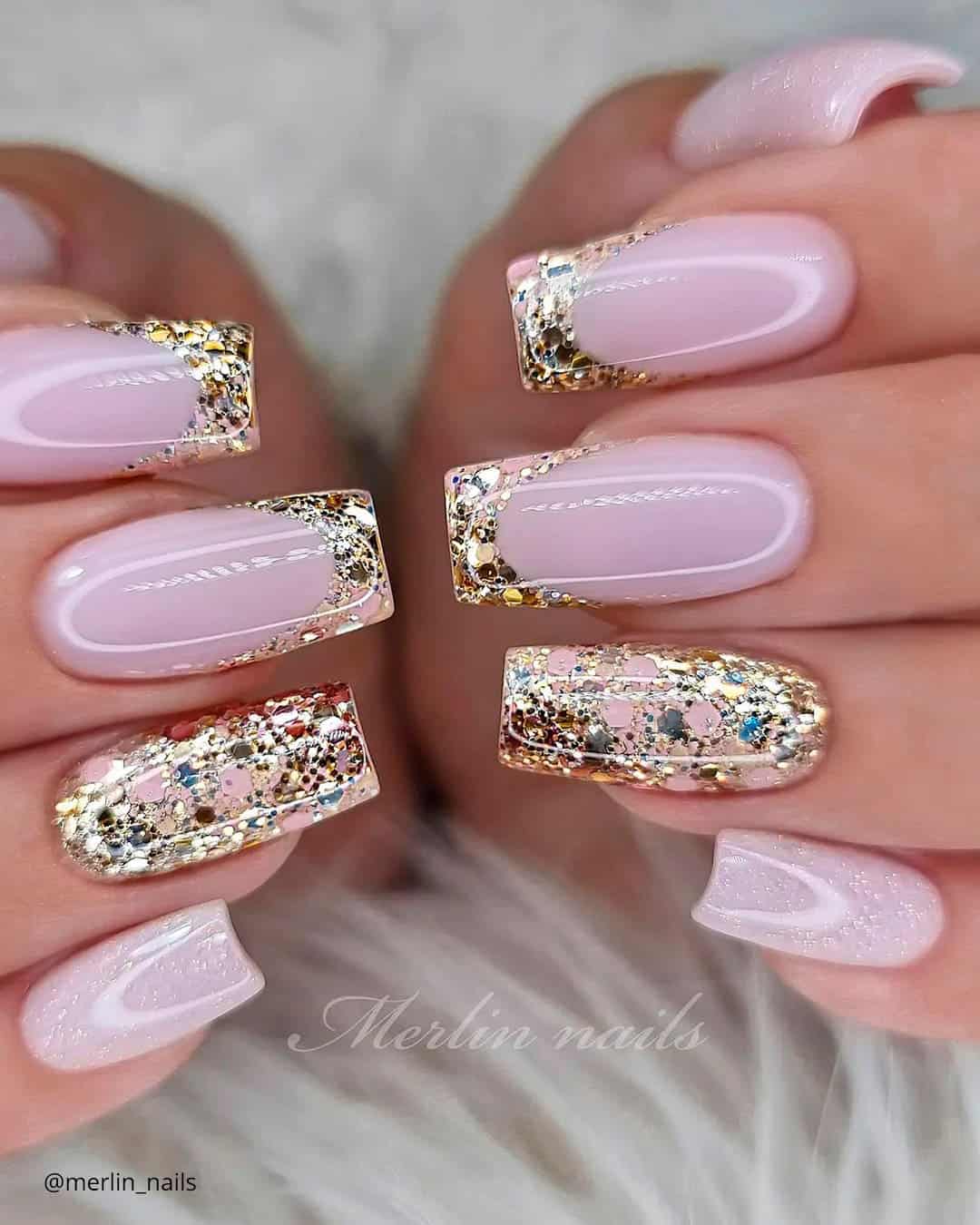 Glitter French Tip Wedding Nails