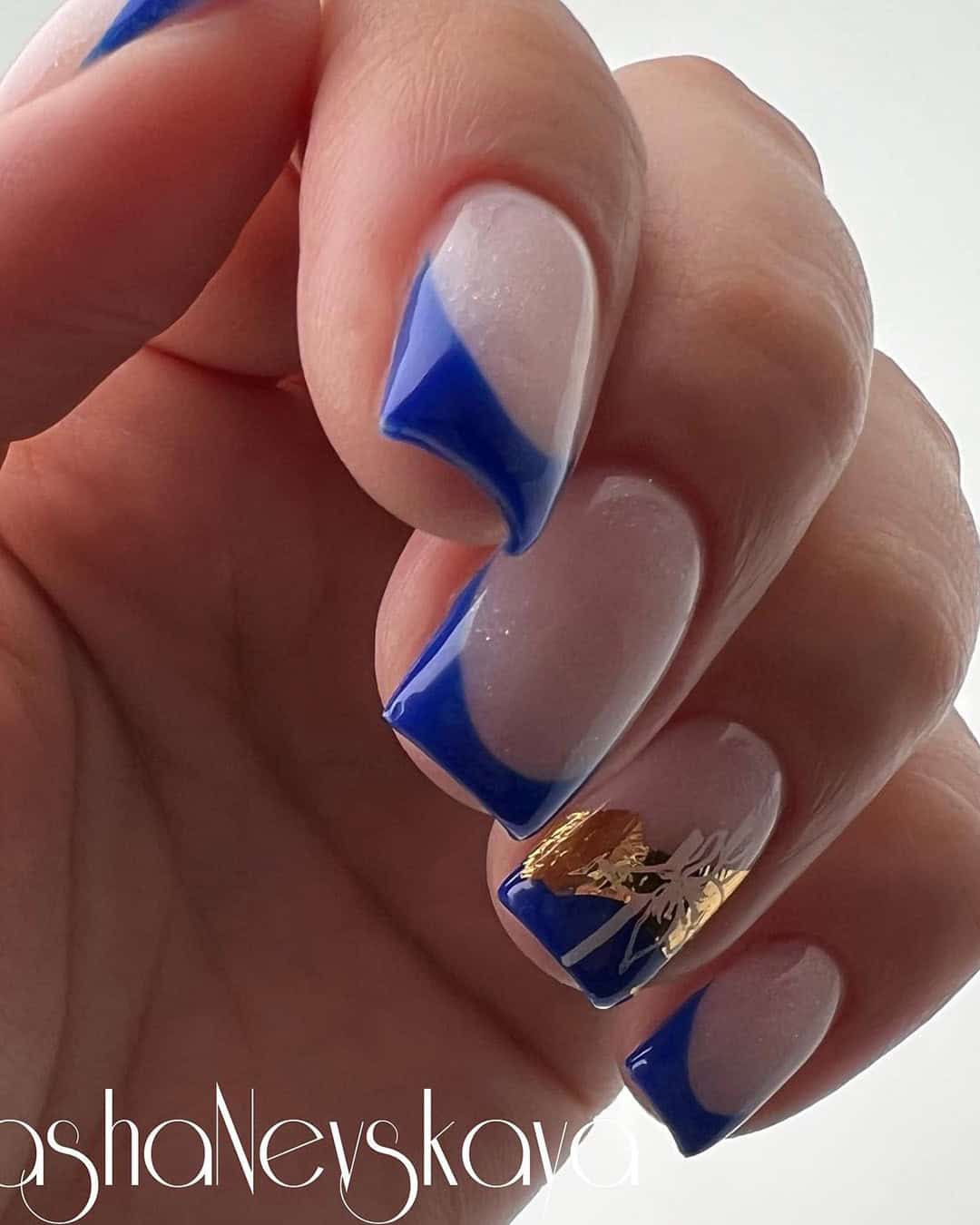 Blue With Silver Designs