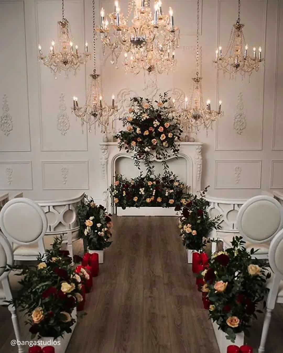 Christmas Themed Wedding Ceremony Decor