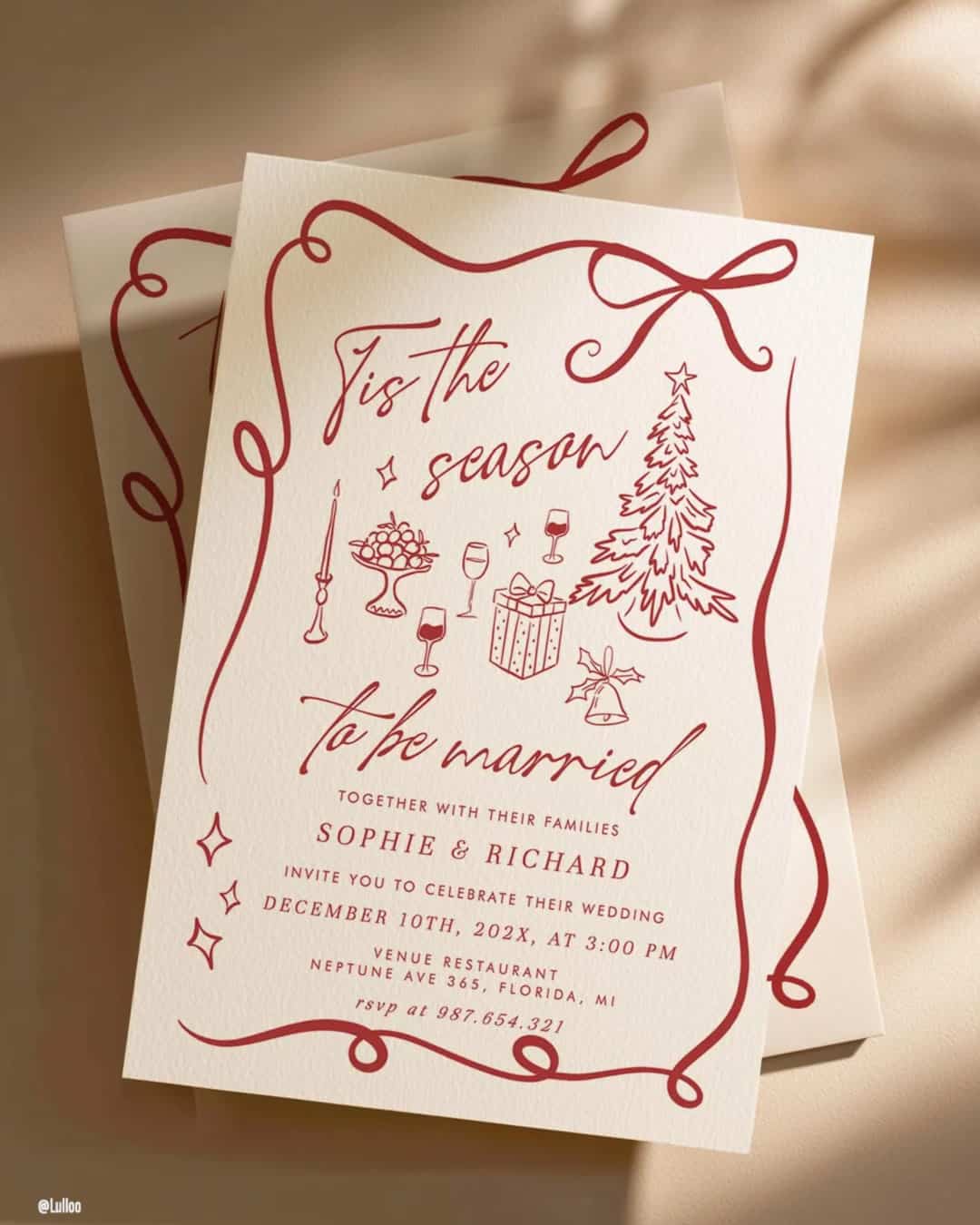 Wedding Invitations in Christmas Theme