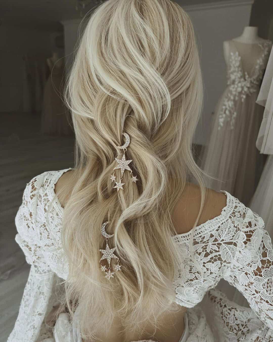 Side Swept Wedding Hair Down
