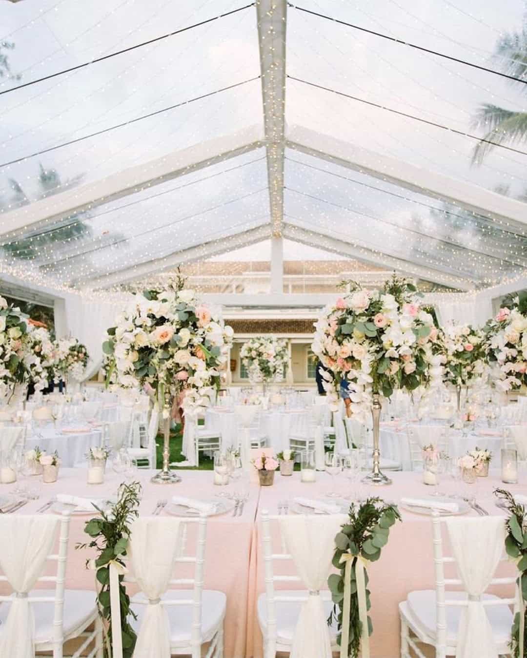 Blush Elegant Wedding Reception Under Tent