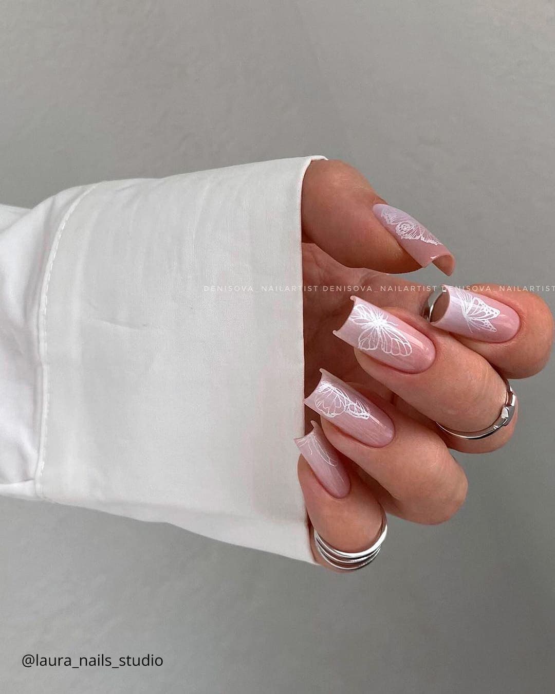 Coffin Ombre Wedding Nails