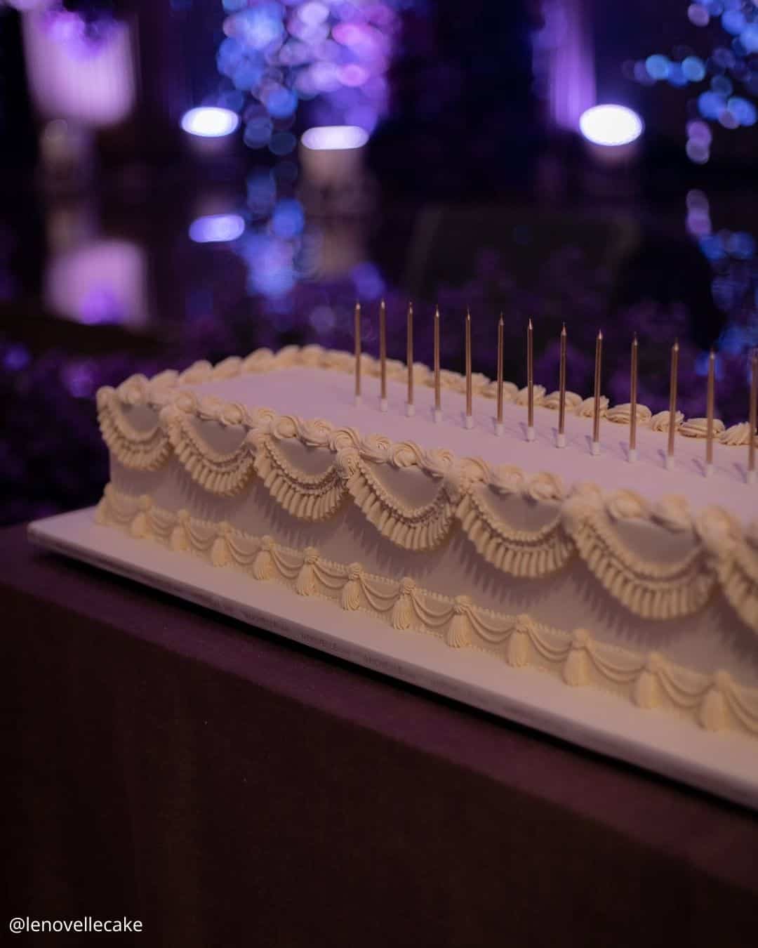 unique wedding cakes long rectangular vintage piped cake with candles lenovellecake