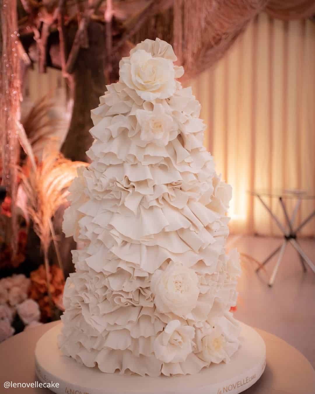 unique wedding cakes monumental long white rectangle cake with classic piped scallops lenovellecake (2)
