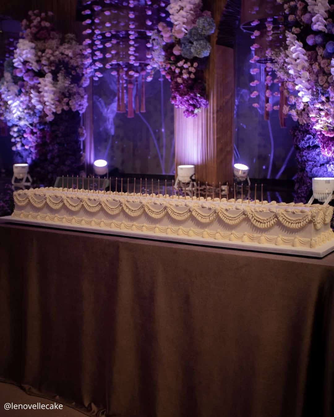 unique wedding cakes monumental long white rectangle cake with classic piped scallops lenovellecake