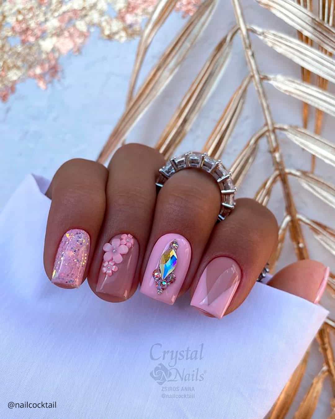 Elegant Simple Rhinestone Nail Designs