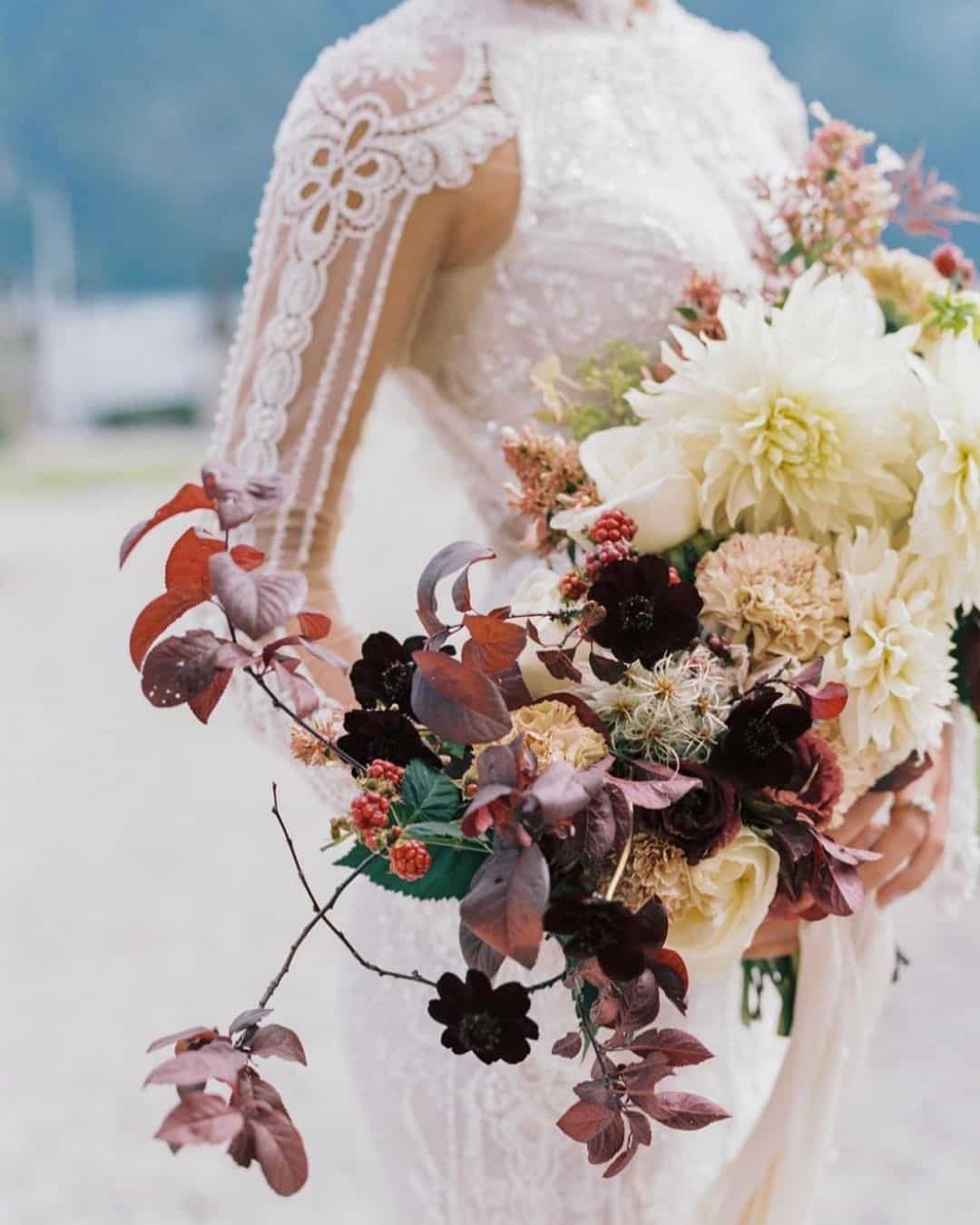 Cascading Winter Wedding Bouquets