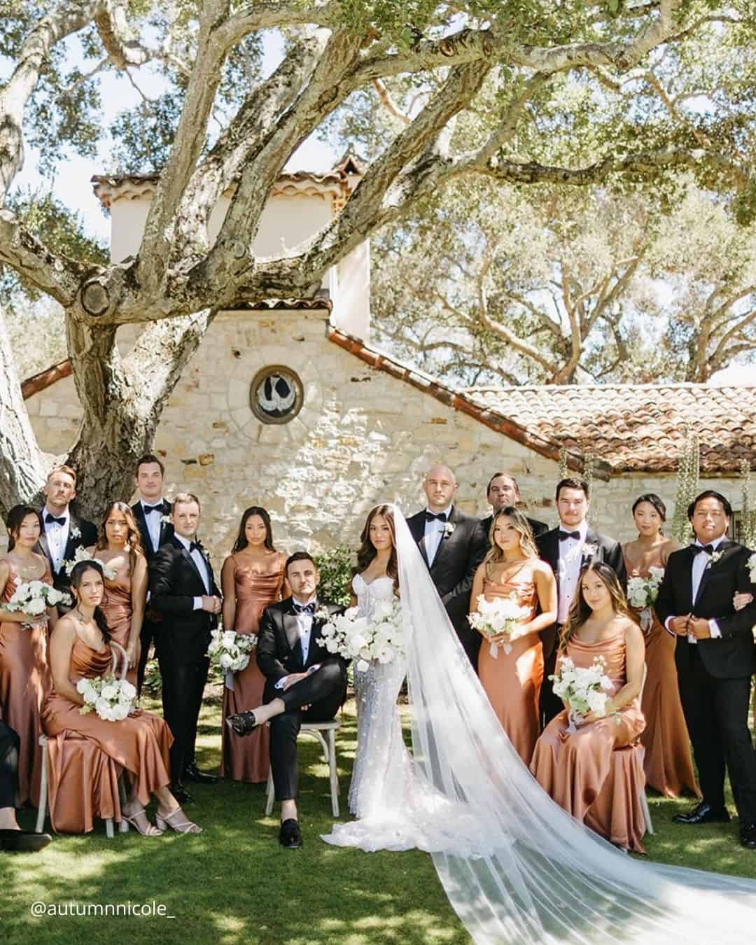 Bride and groom with nieces, nephews, or young relatives
