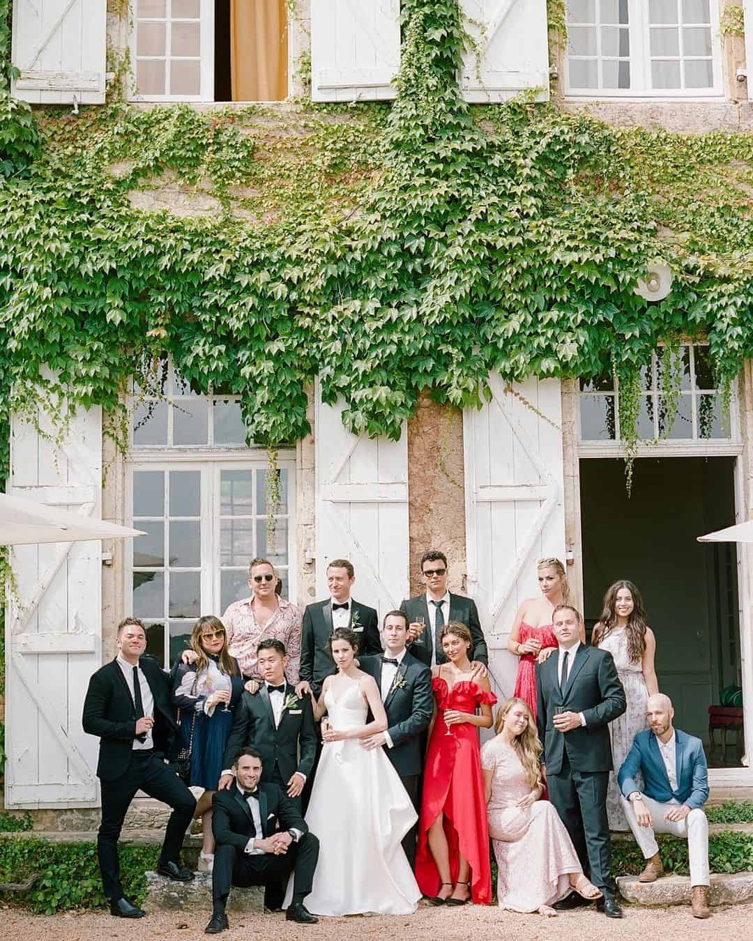 Bride and groom with nieces, nephews, or young relatives