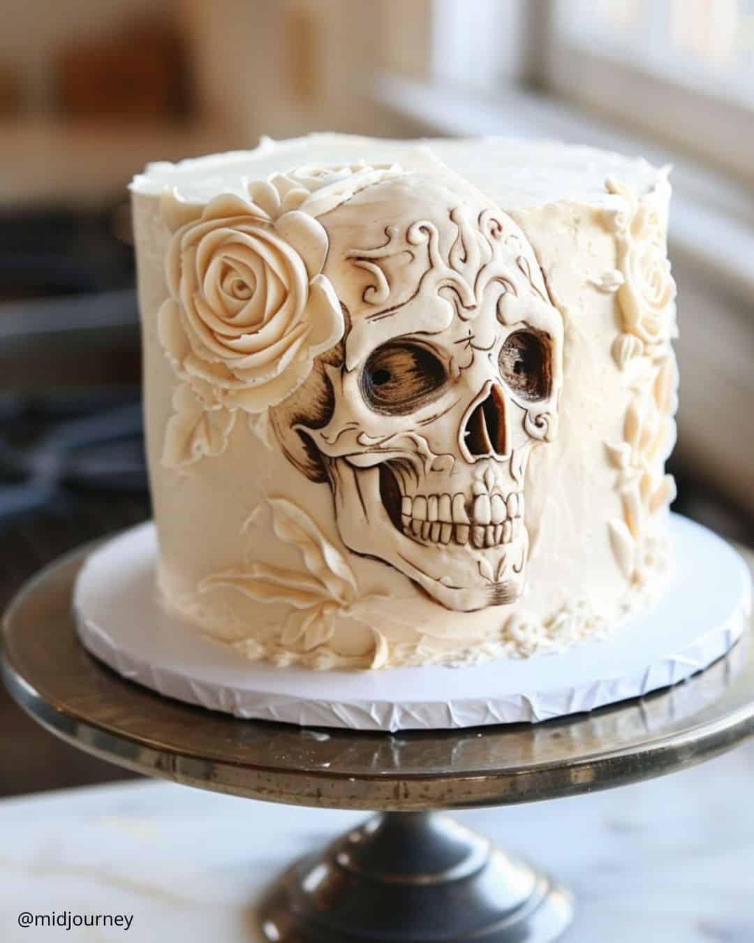 Mexican Cake Design With Santa Muerte Skull