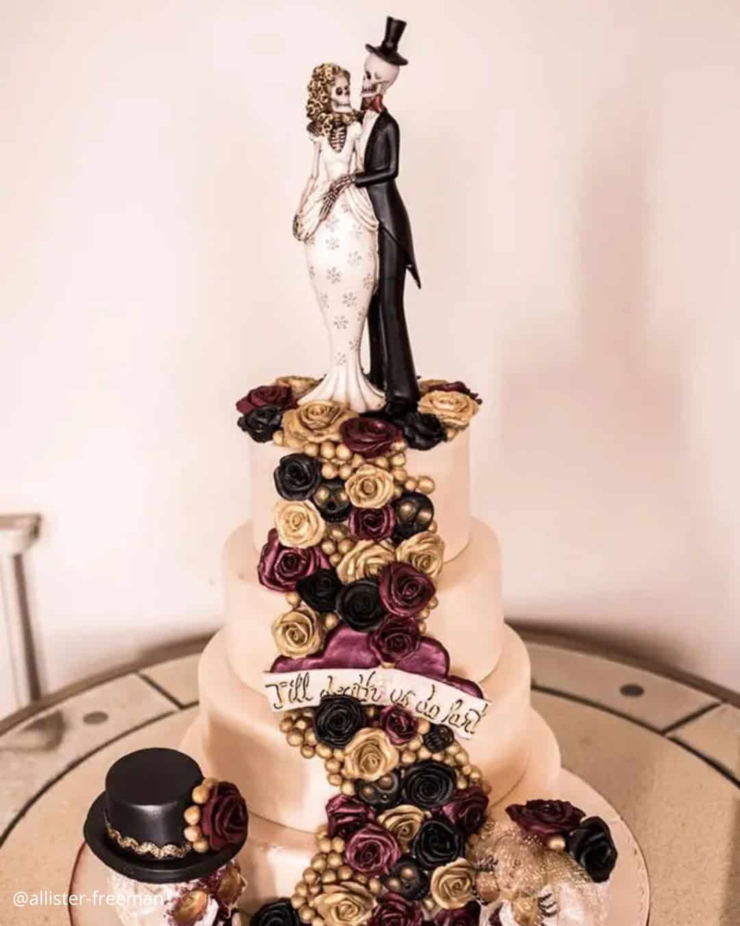 Mexican Cake Design With Santa Muerte Skull