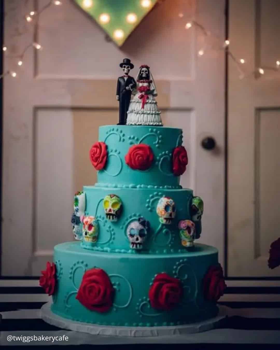 Mexican Cake Design With Santa Muerte Skull