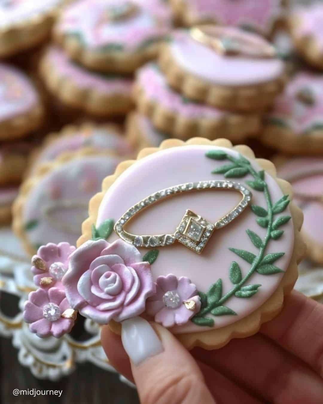 Cute Rose Hearts Cookies