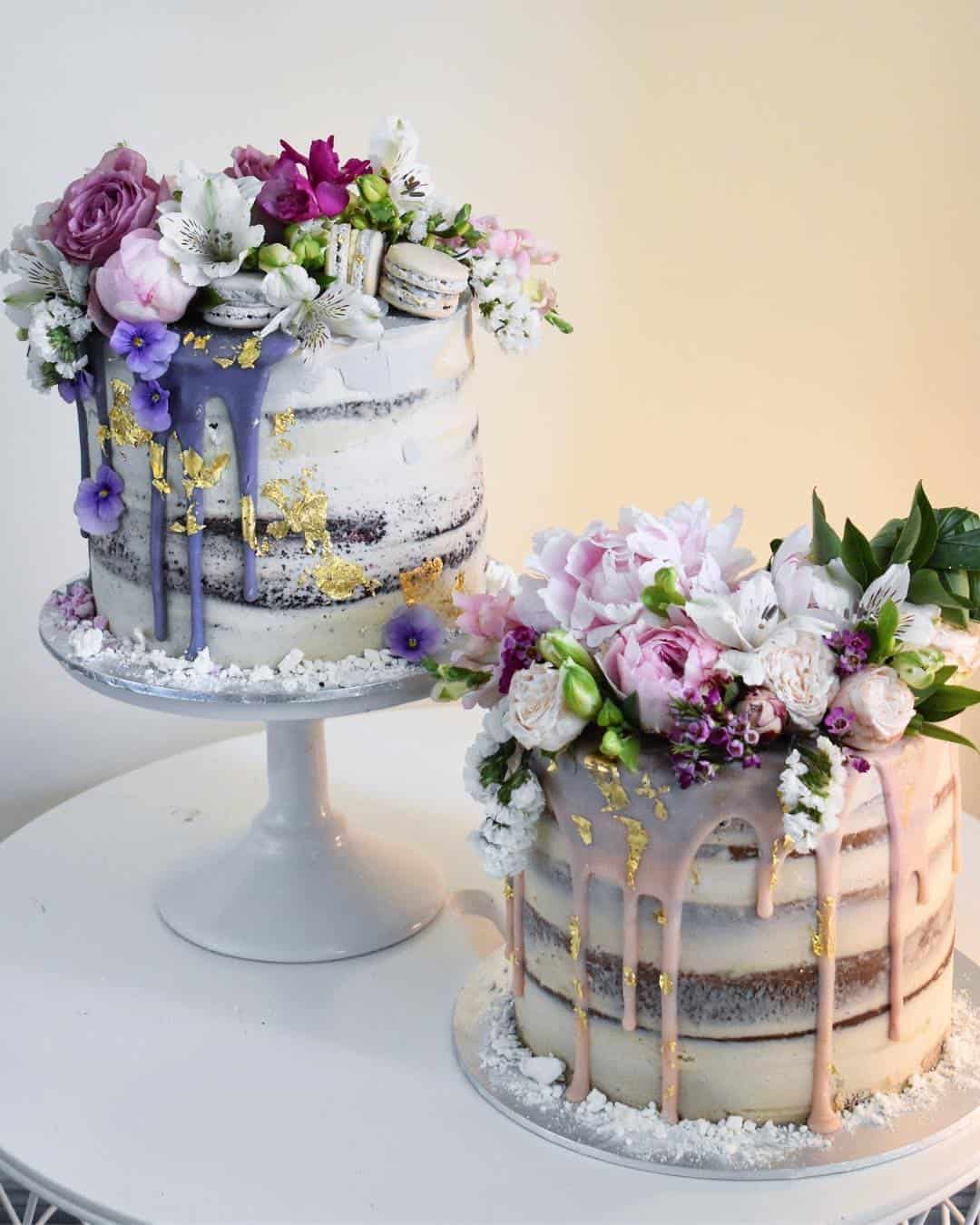 Tier Simple Naked Wedding Cakes