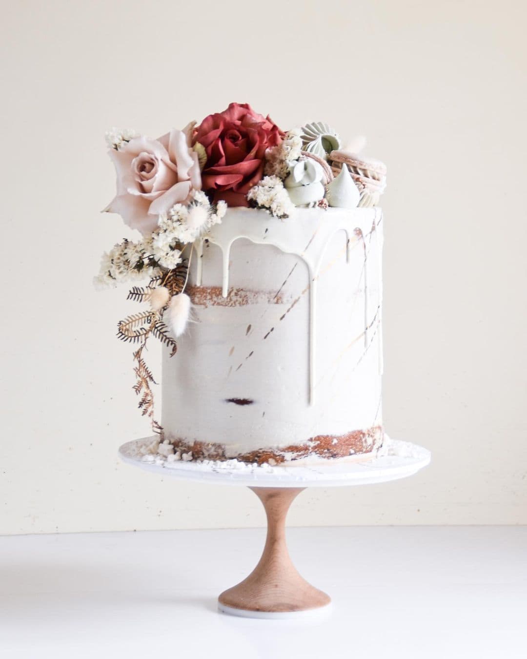 Macarons As Semi-Naked And Naked Cakes Wedding Decor