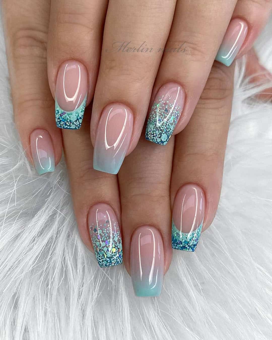 Coffin Ombre Wedding Nails
