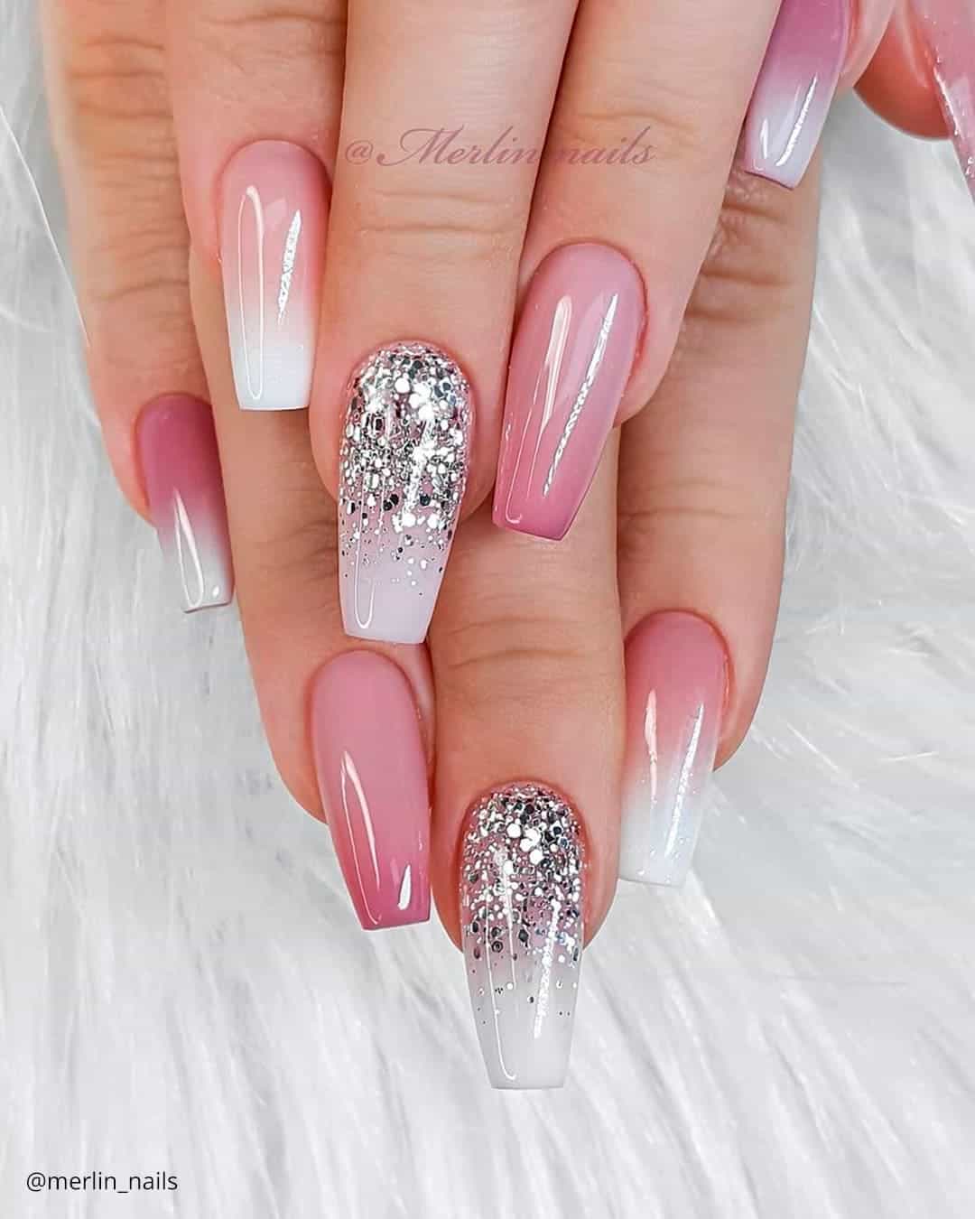 Almond Ombre Wedding Nails