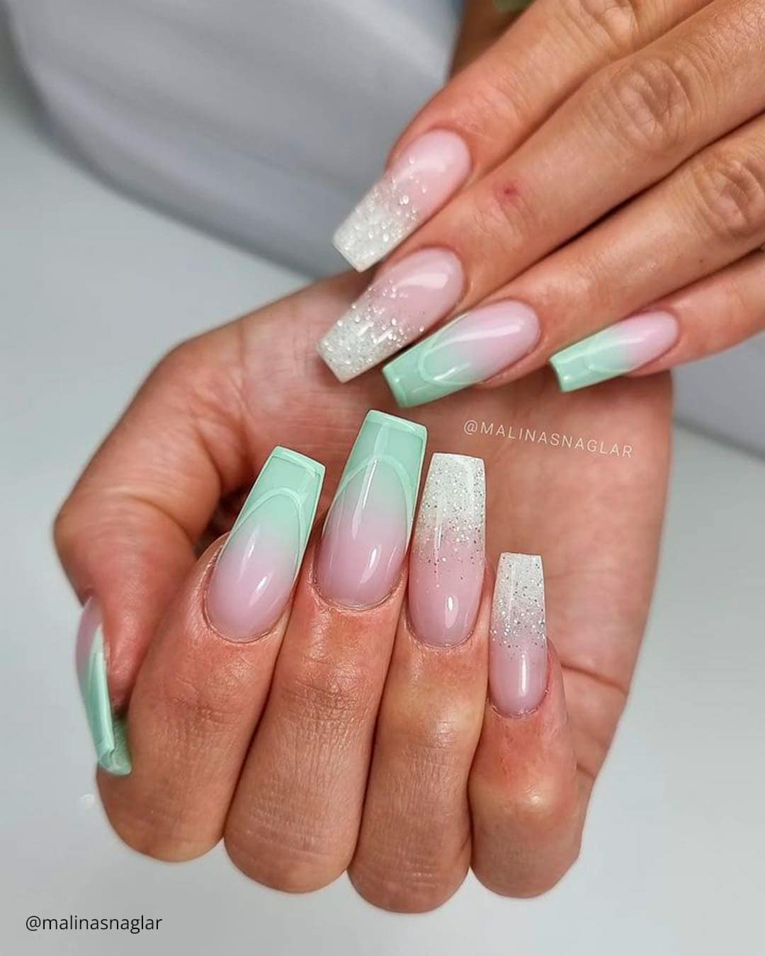 Almond Ombre Wedding Nails