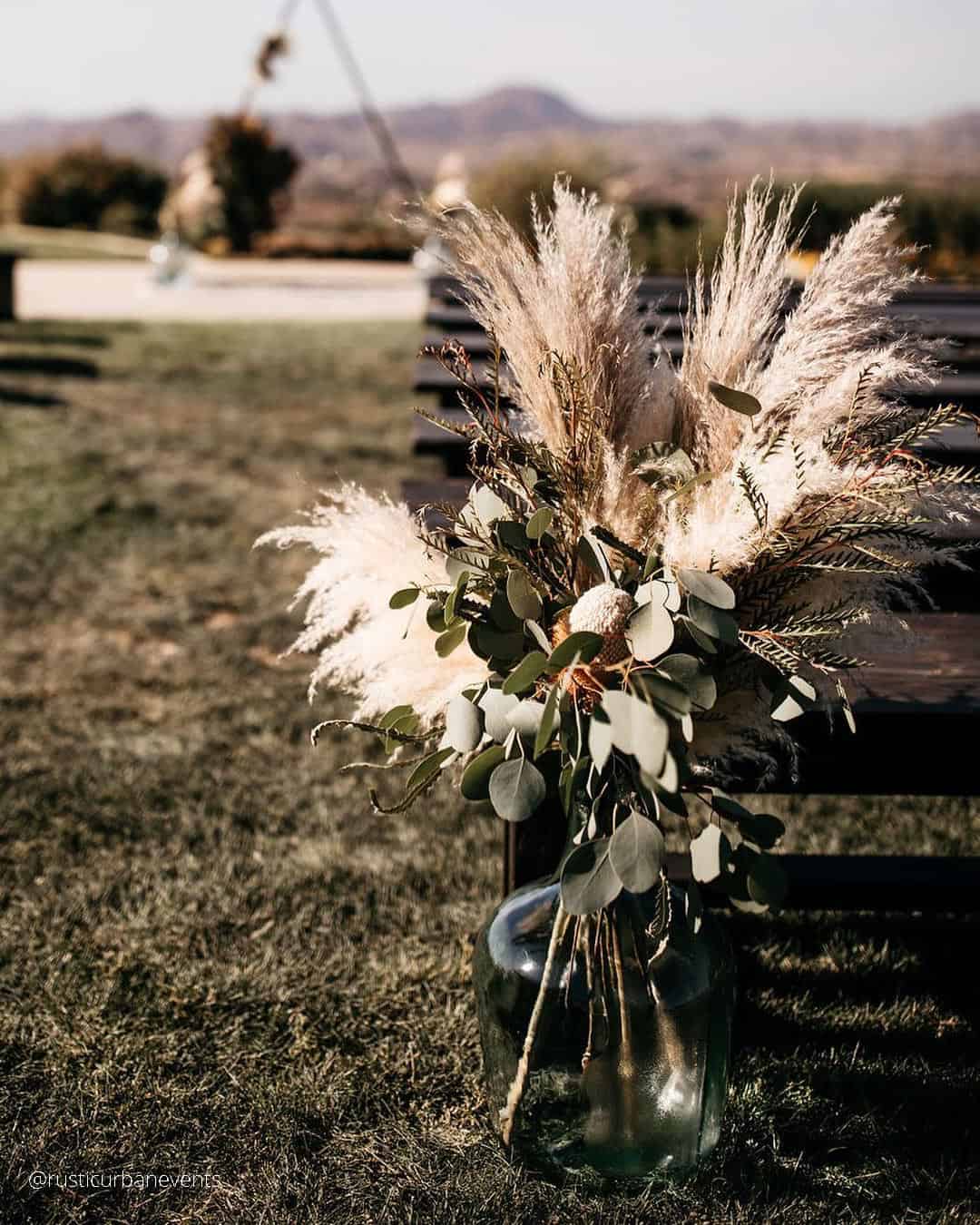 Pampas Grass in Glasses Bottles Decor Ideas