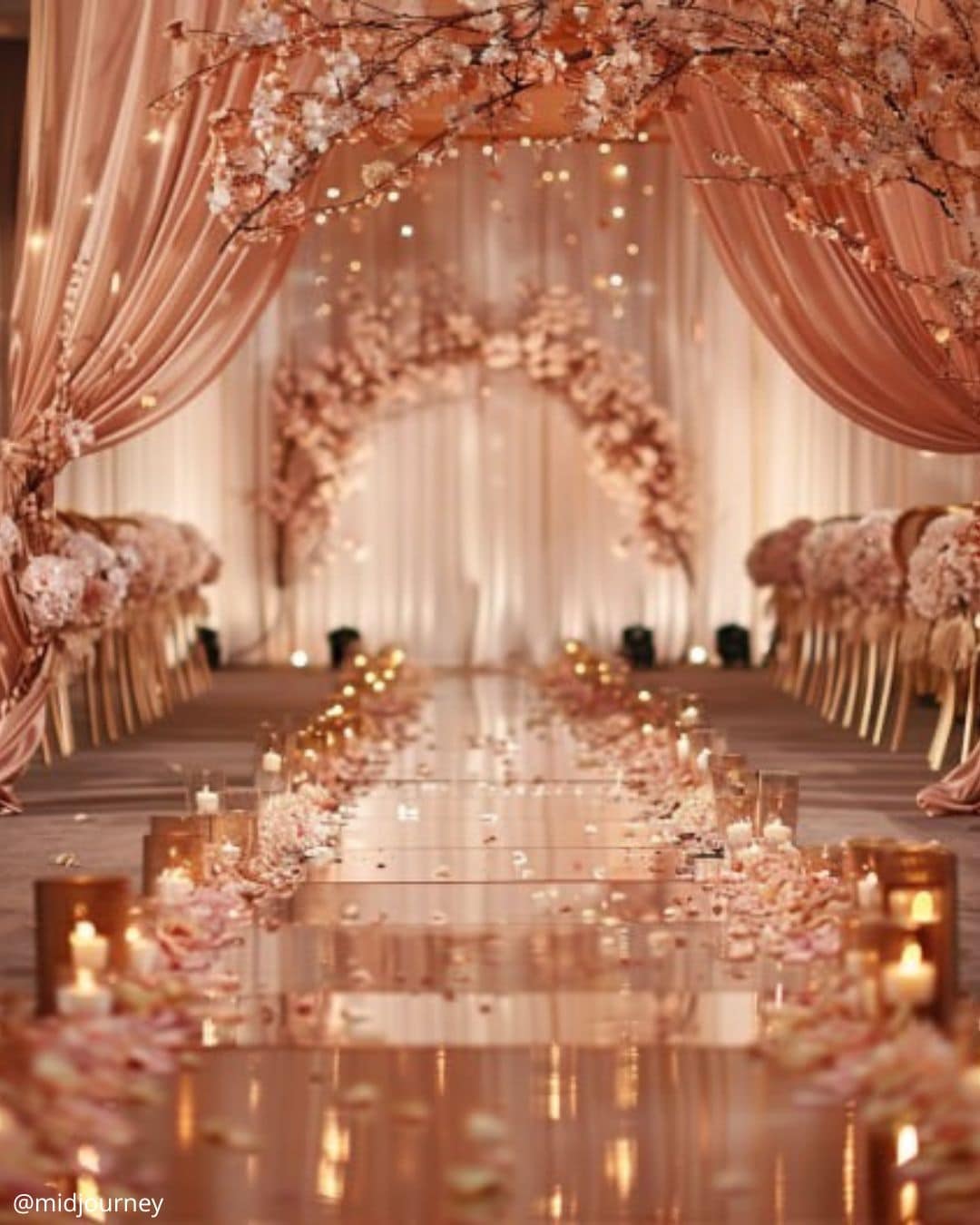 Rose Gold Wedding Aisle Decor Ideas