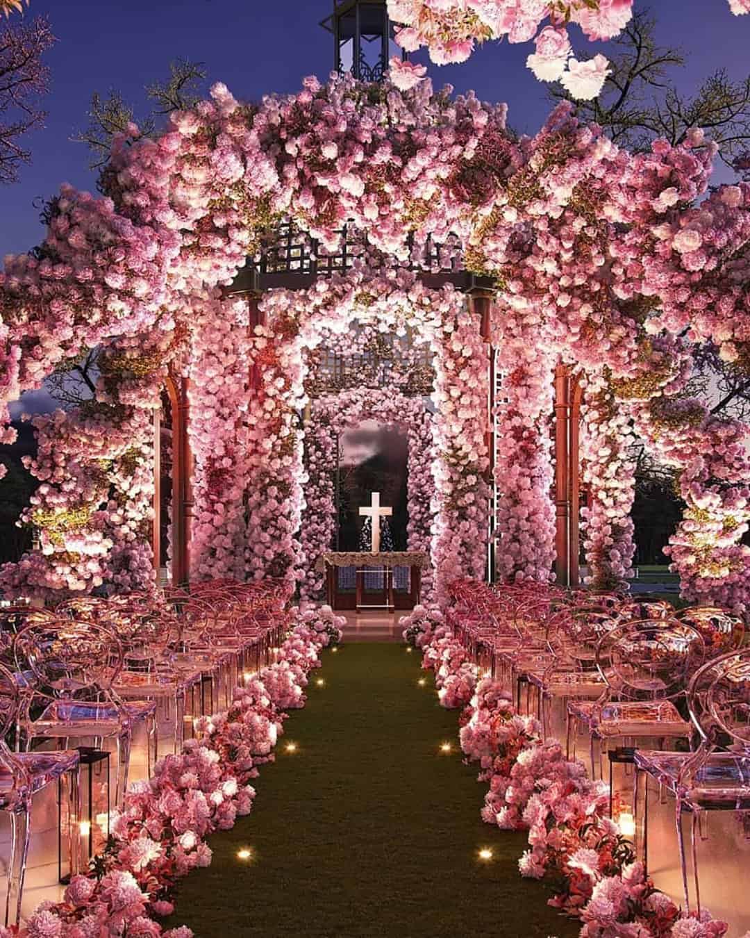 Rose Gold Wedding Aisle Decor Ideas