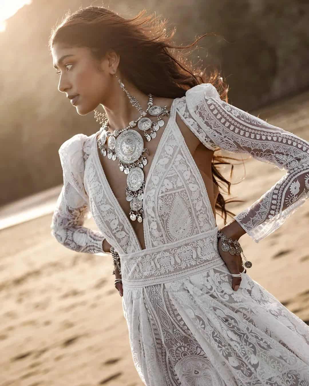 rue de seine wedding dresses kyara with sleeves lace boho