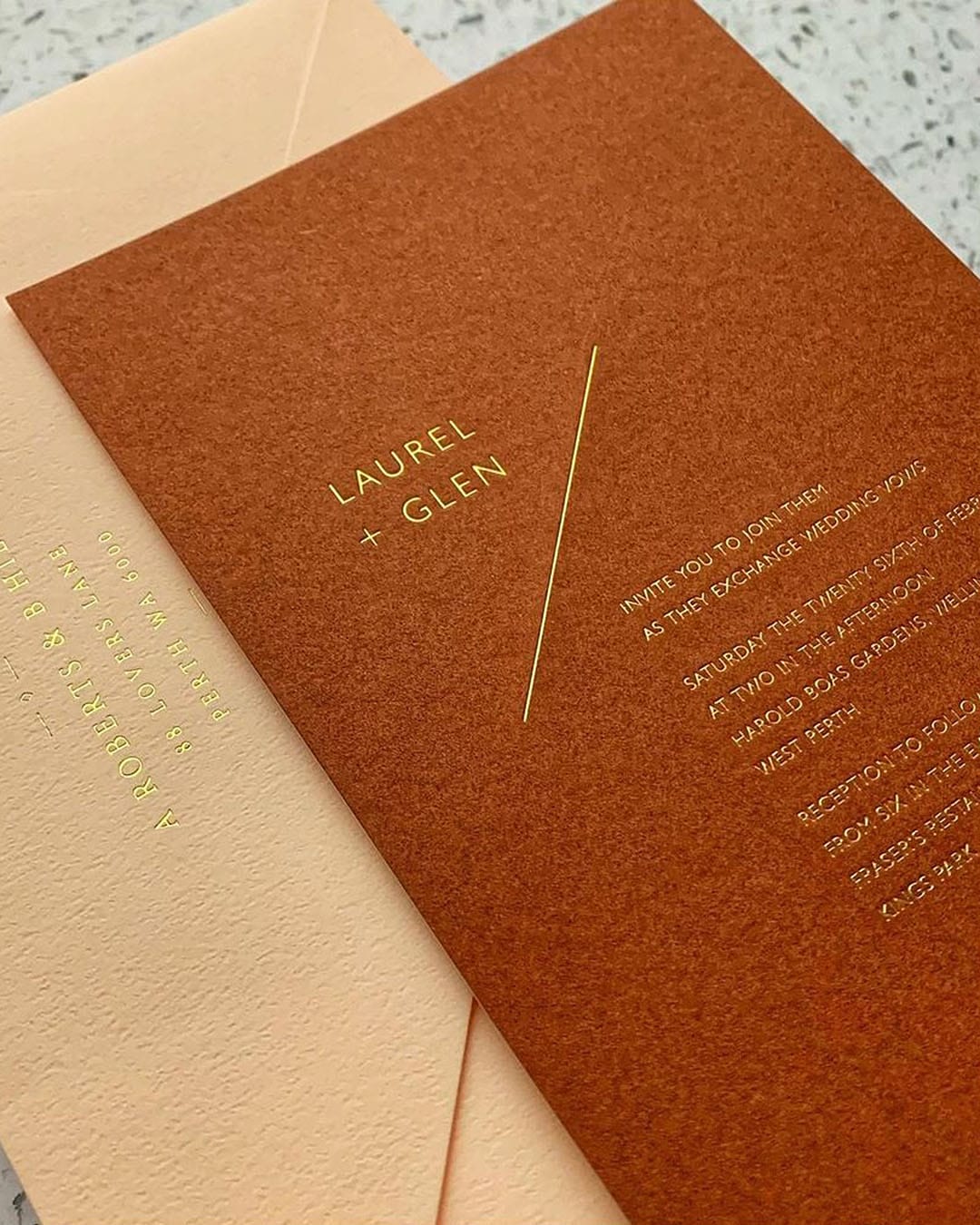 Vintage Wedding Invitations In Rust