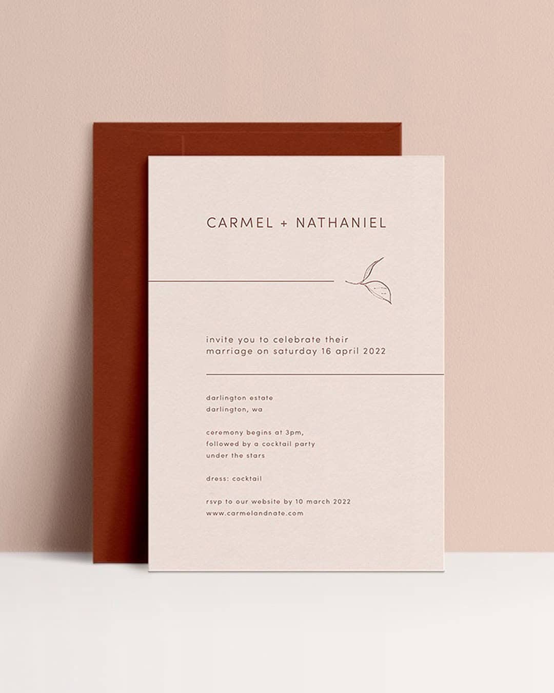 Vintage Wedding Invitations In Rust