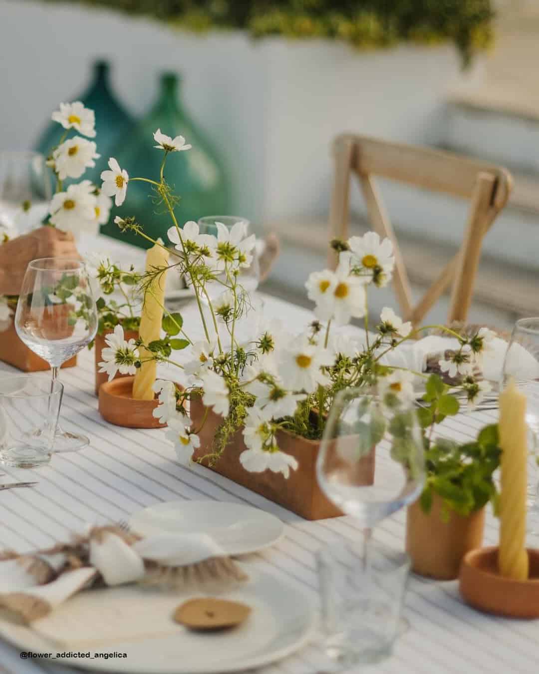 Potted Flowers As A Centerpiece