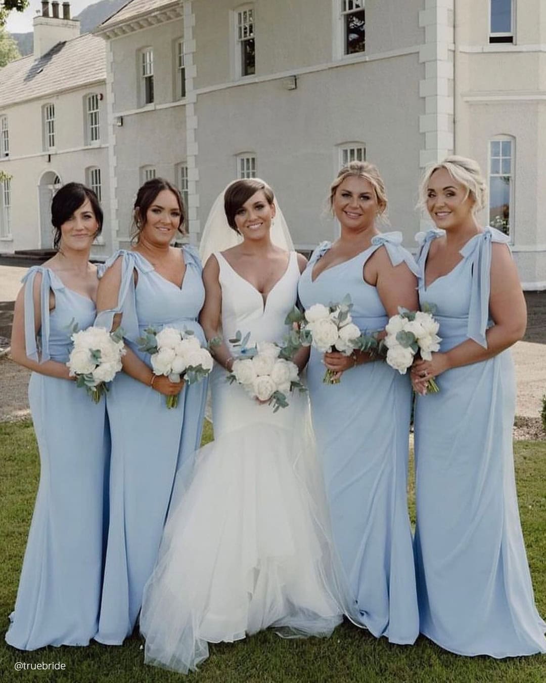 Blue Floral Bridesmaid Dresses