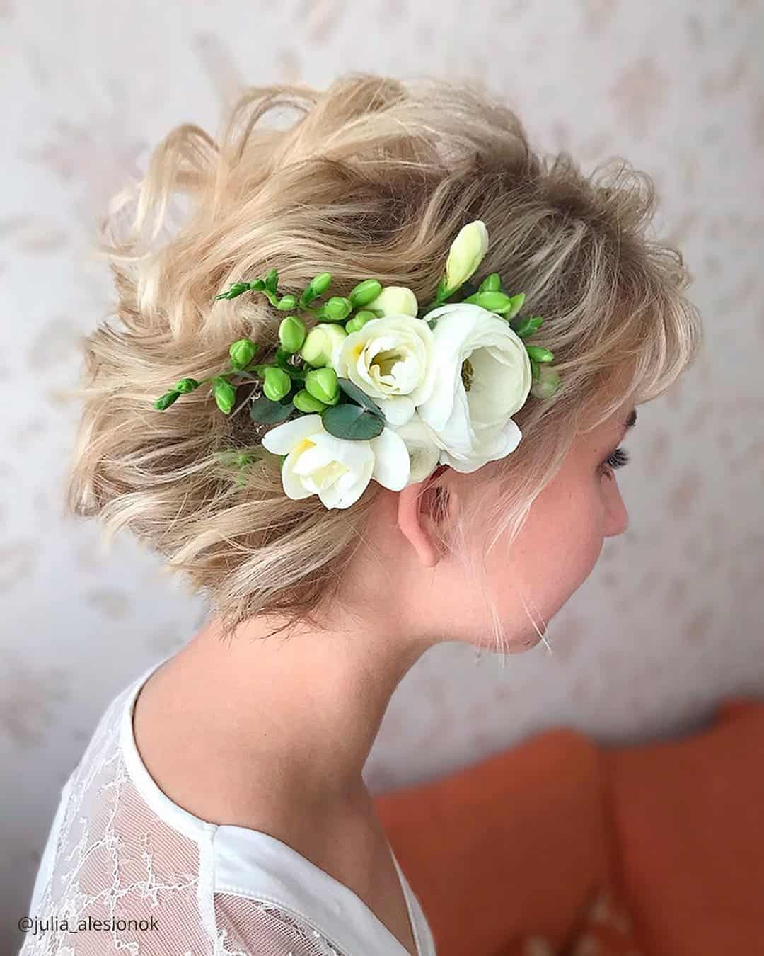 Wedding Hair Flowers For Short Hairstyles
