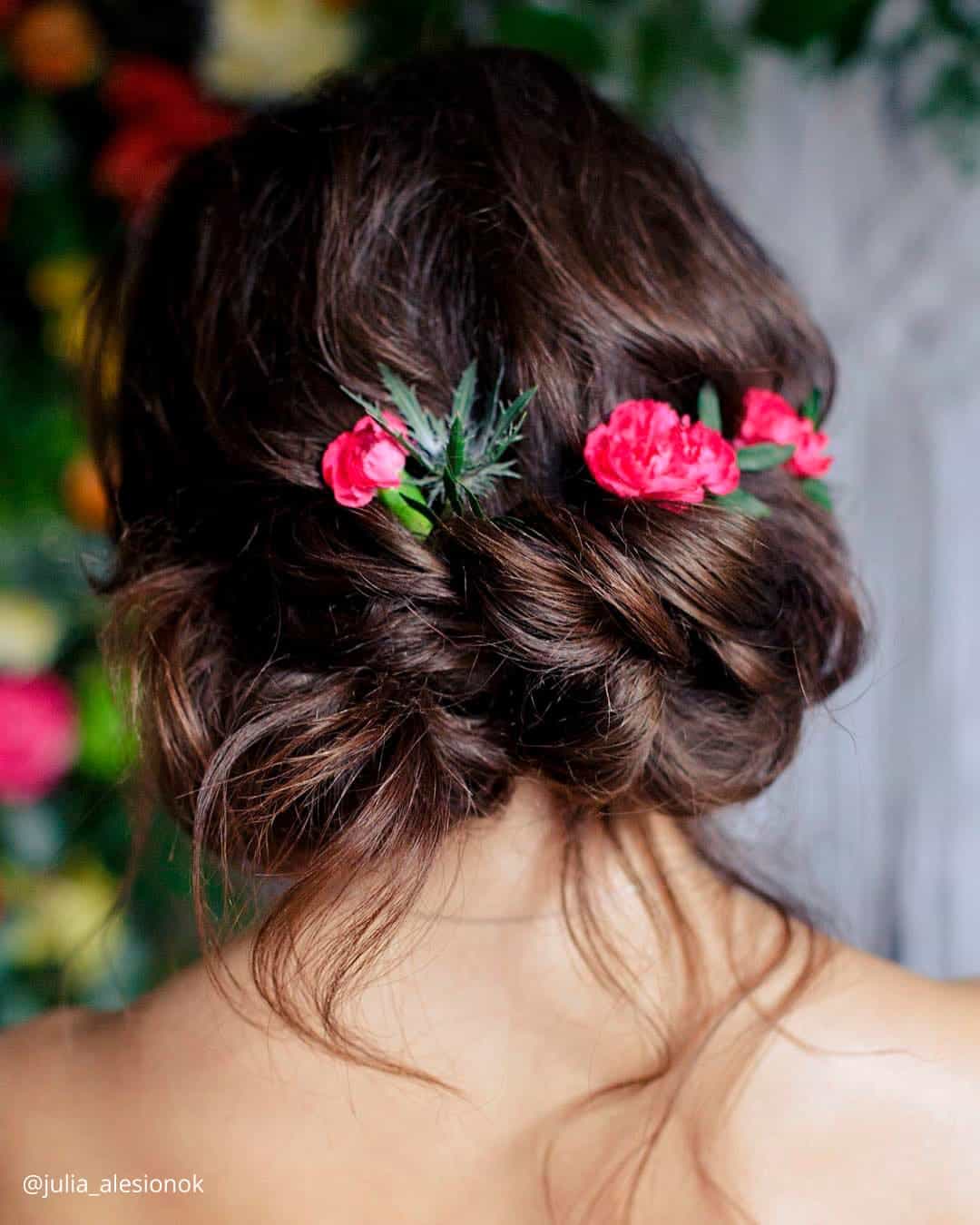 Up Hairstyles Wedding With Pink Flowers