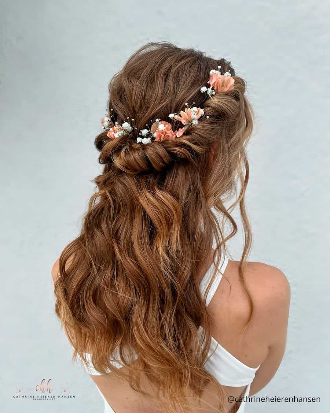 Up Hairstyles Wedding With Pink Flowers