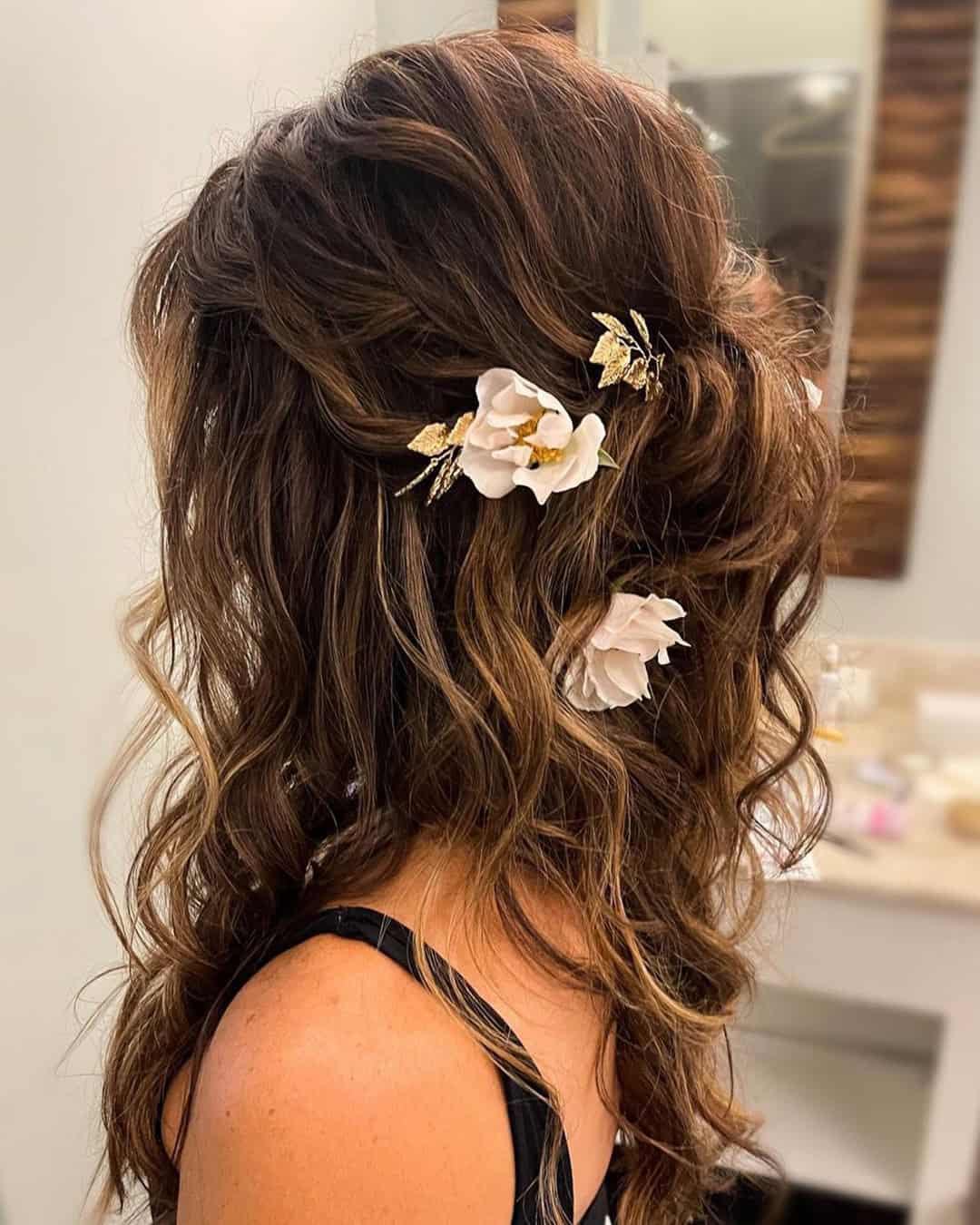 Wedding Styles With Flowers In Hair Down