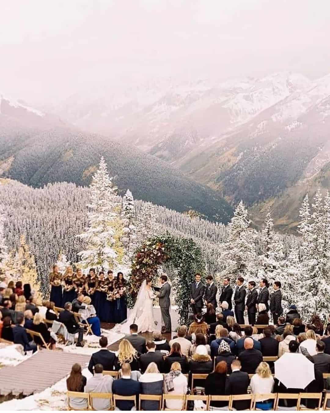 wedding ceremony decorations winter wedding in mountains 5starweddings