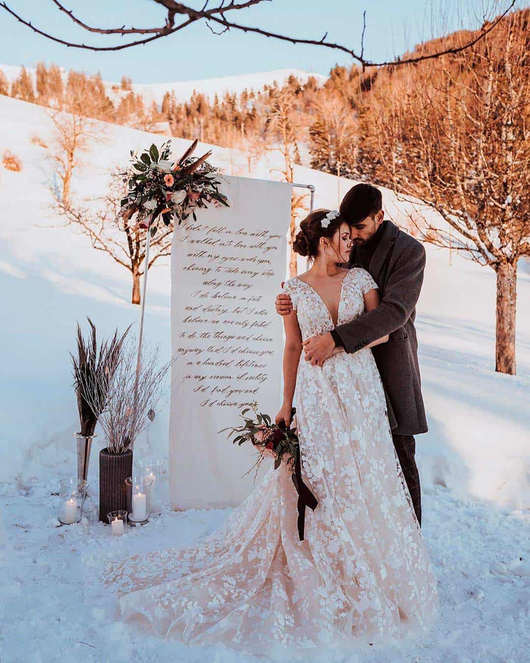 wedding ceremony decorations winter candles backdrop geistreichkalligrafie