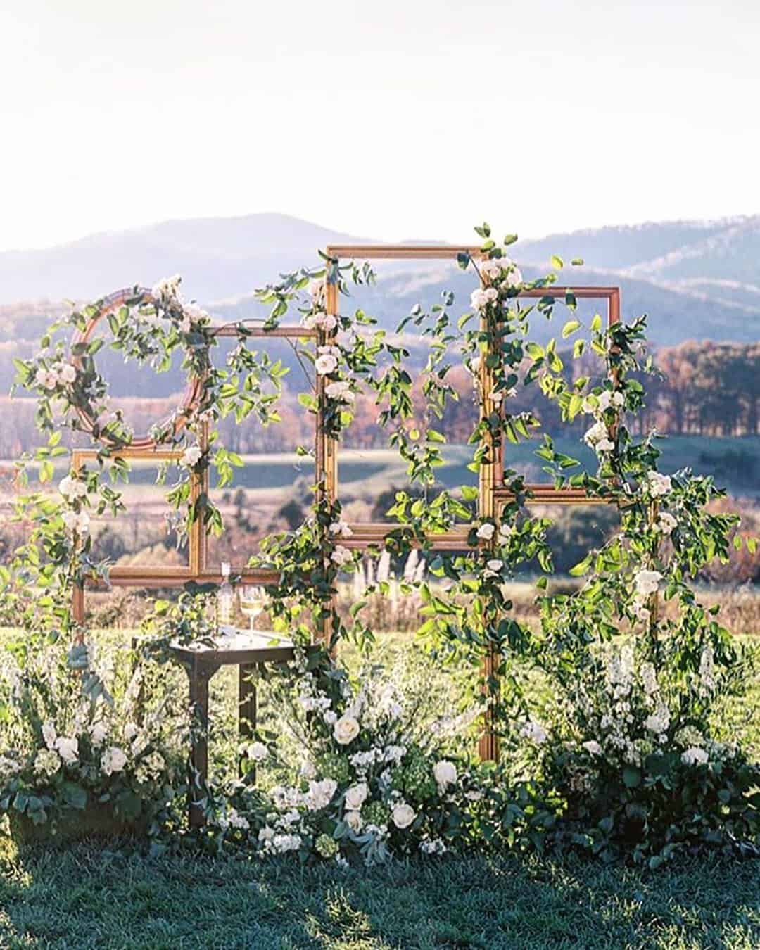 wedding ceremony decorations unusual backdrop with frames southern blooms