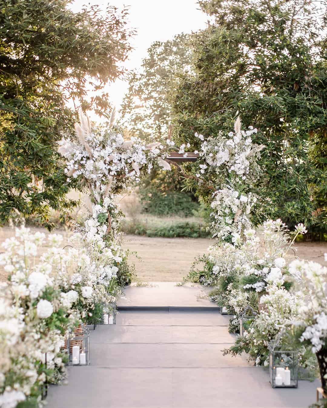 wedding ceremony decorations white wedding aisle andreapatrizifloraldesigner