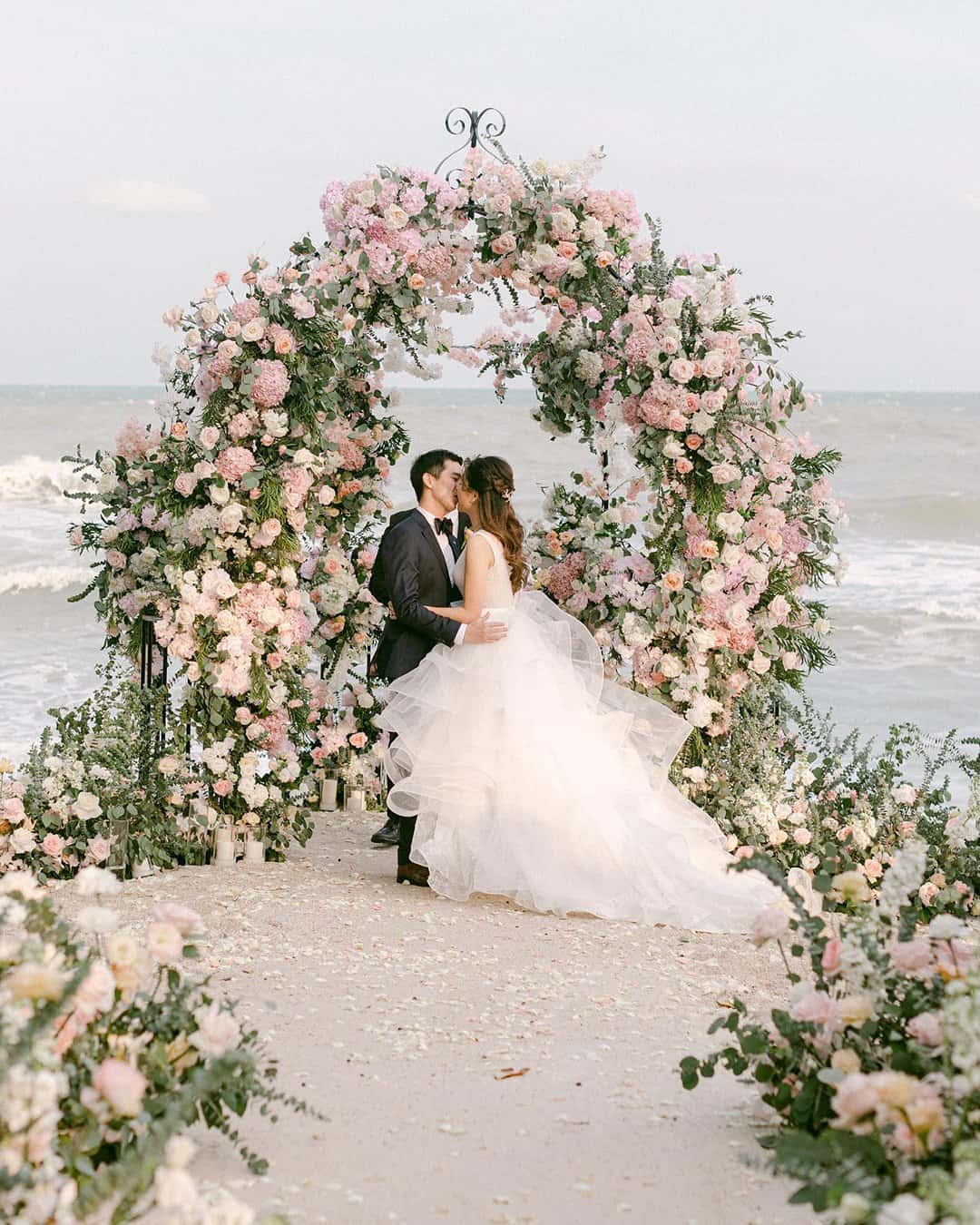 wedding ceremony decorations bech floral arch theweddingblissthailand