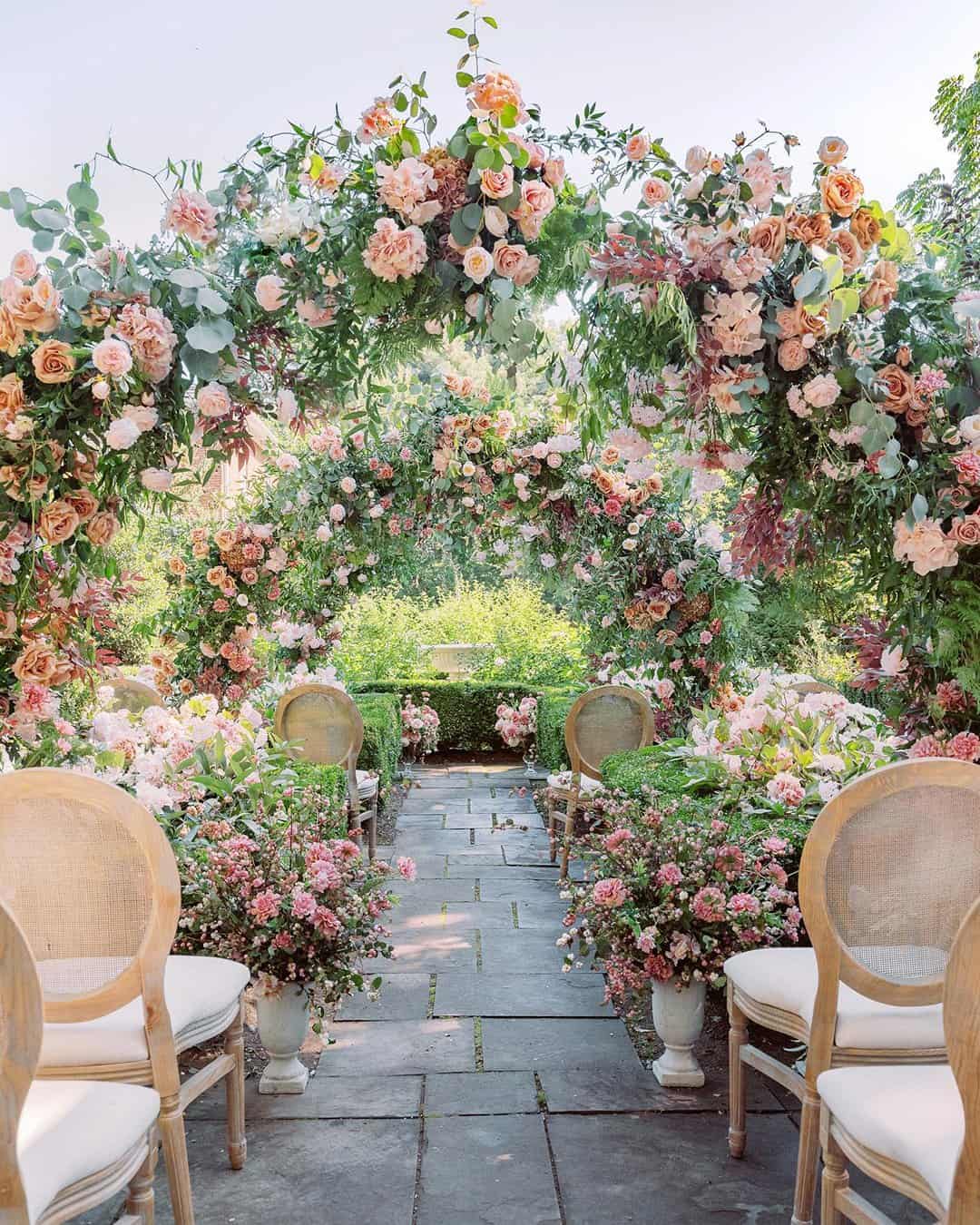 wedding ceremony decorations ideas floral wedding aisle rachelaclingen