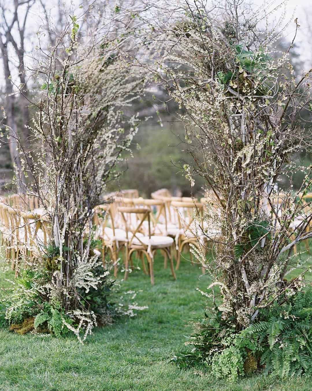 wedding ceremony decorations autum tree arch southern blooms