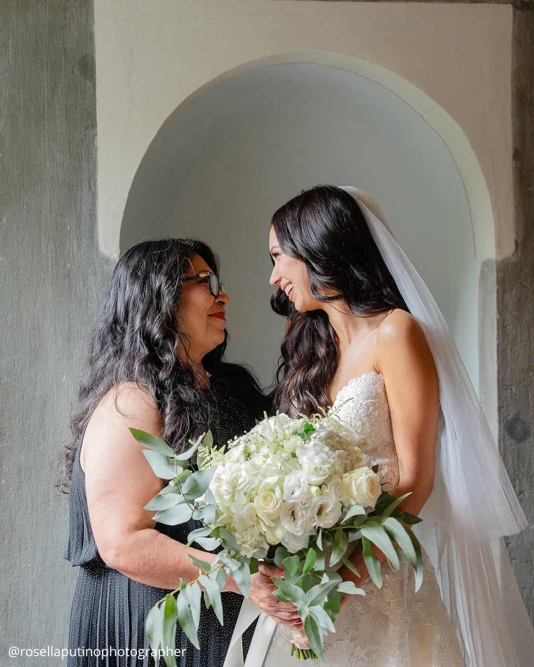 wedding photos bride with mother happy touching moment rosellaputinophotographer