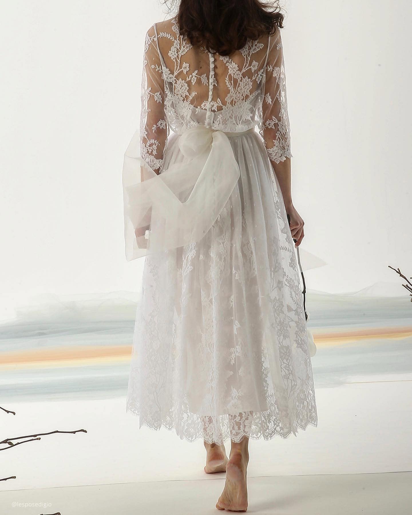 Tea Length Dresses Wedding With Sleeves
